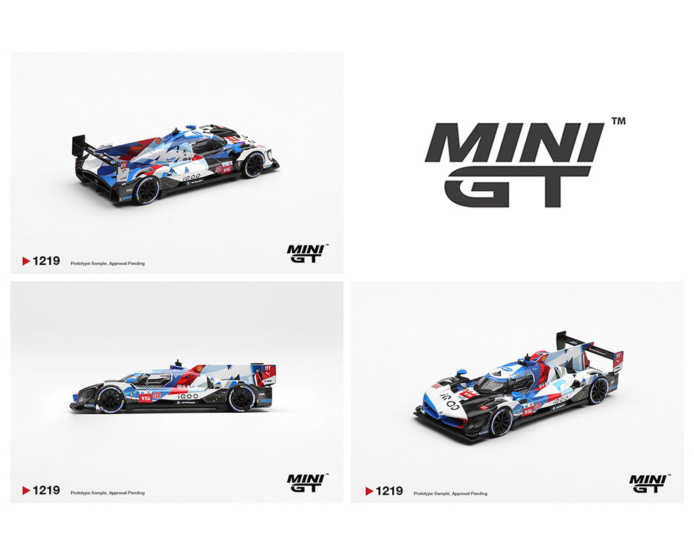 Model cars with 'MINI GT' branding on a white background