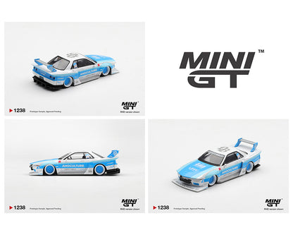 Collection of Mini GT model cars on a white background with the brand logo.
