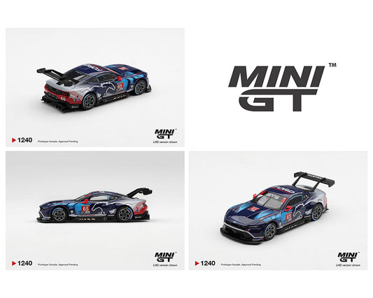 Mini GT model cars on a white background with the brand logo.