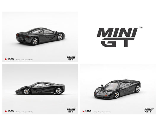 Three model cars displayed with 'MINI GT' branding on a white background