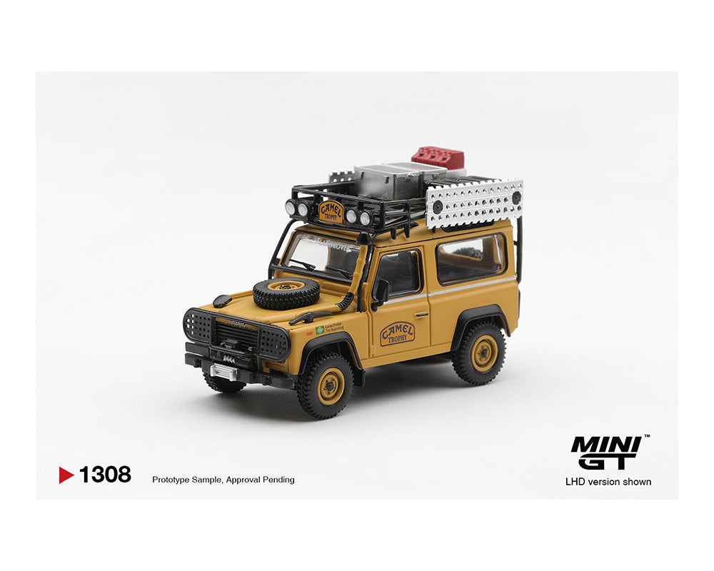 Model toy car resembling a Land Rover on a white background with 'MINI GT' branding.