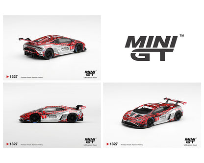 Three model cars with 'MINI GT' branding on a white background