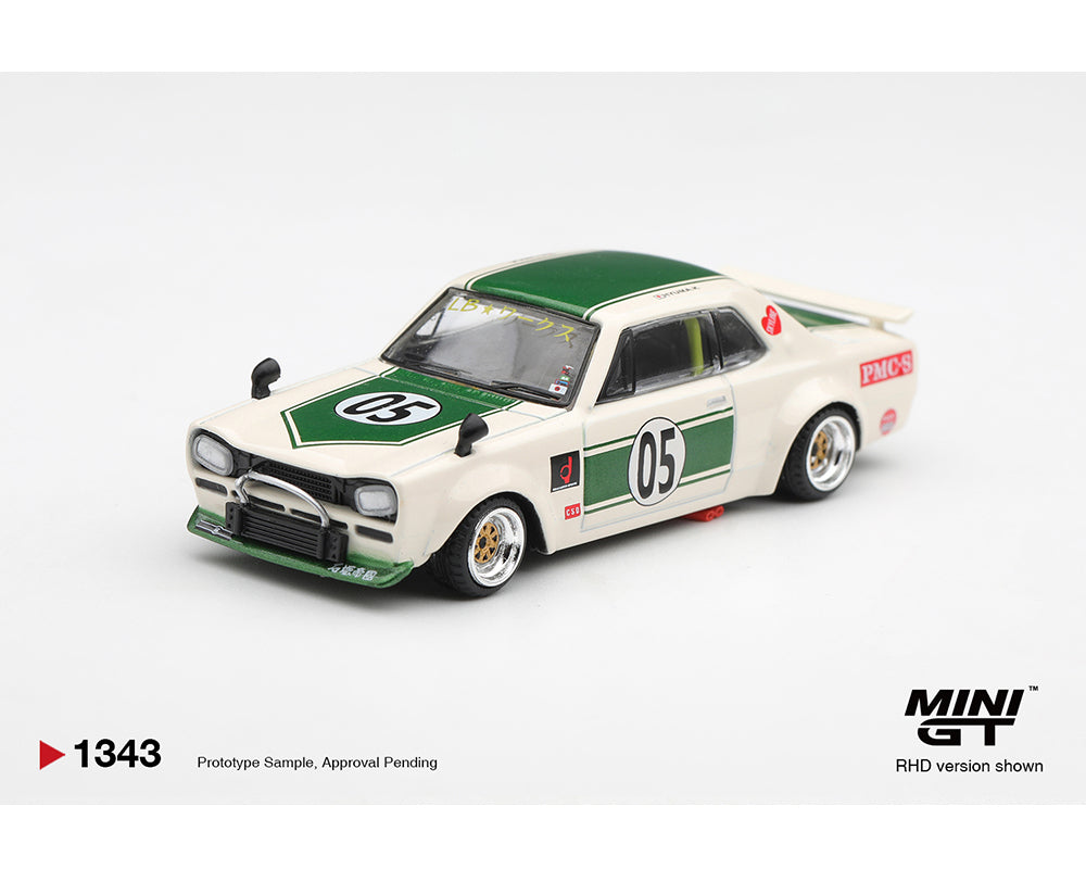MINI GT Nissan Skyline GT-R Gr.A 3台セット Mini GT 1:64 Nissan Skyline LB-WORKS “HAKOSUKA” – White / Green