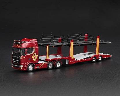 (Preorder) Mini GT 1:64 Scania 770S A6x4NA Car Transporter V8 50th anniversary + Car transporter – Red – Limited Edition MGT01350-L