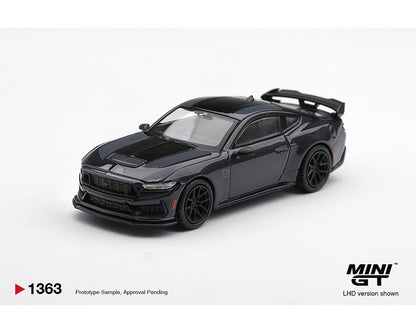A dark gray miniature model of a Dodge Charger SRT Super SUV with a black hood and roof, displayed on a clean white background. The image includes 'MINI GT' branding and a 'Prototype Sample, Approval Pending' note in the bottom left corner.