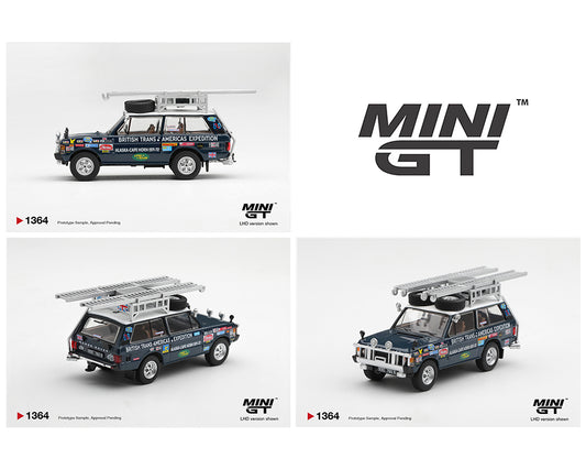 Three views of a Mini GT 1/64 scale model car, a British Touring Car Championship vehicle, shown on a clean white background with the Mini GT logo.