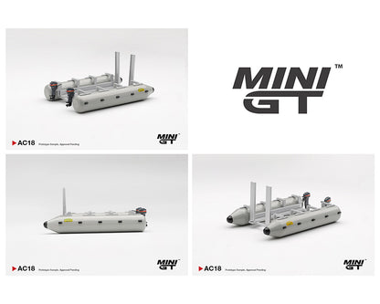 Model Rafts and packaging labeled 'MINI GT' on a white background
