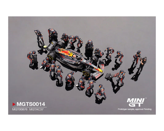 Mini GT 1:64 Oracle Red Bull Racing RB19 #1 Max Verstappen 2023 F1 Japanese Grand Prix Pit Crew Set Limited Edition 5000 Sets (Preorder)
