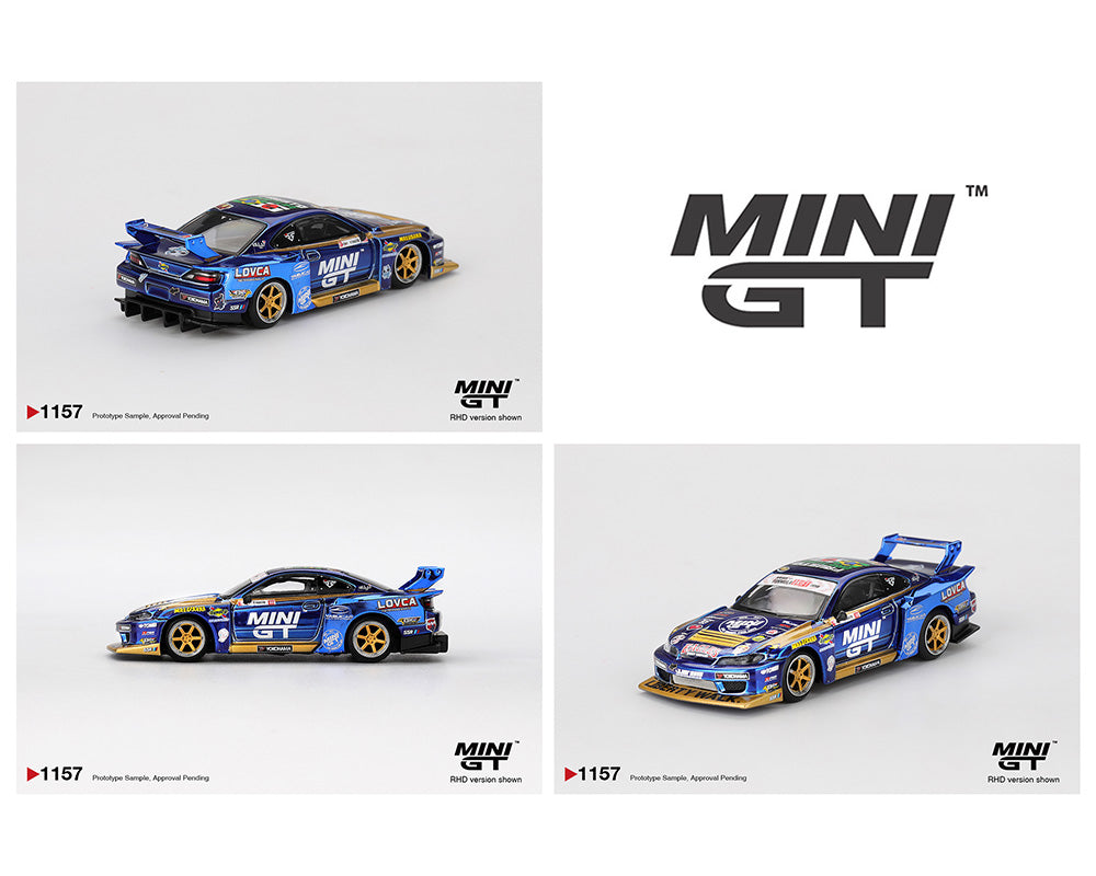 Mini GT 1:64 Nissan LB-Super Silhouette S15 SILVIA #555 Team MINI GT Liberty Walk 2025 Formula Drift – Chrome Blue MGT01157-BL