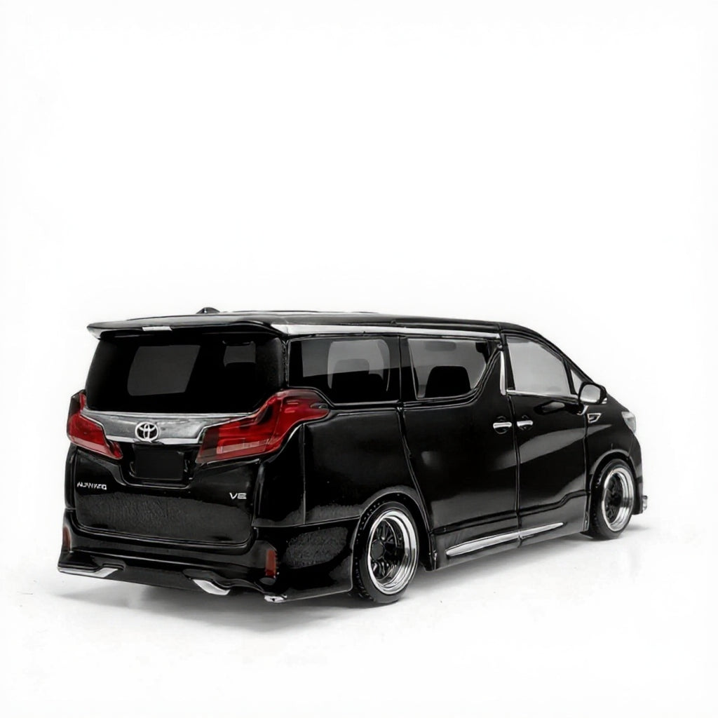 Black Toyota van on a white background