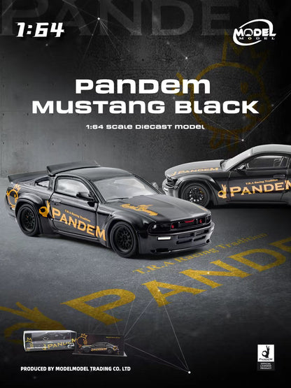 Pandem Mustang Black model car with branding on a dark background