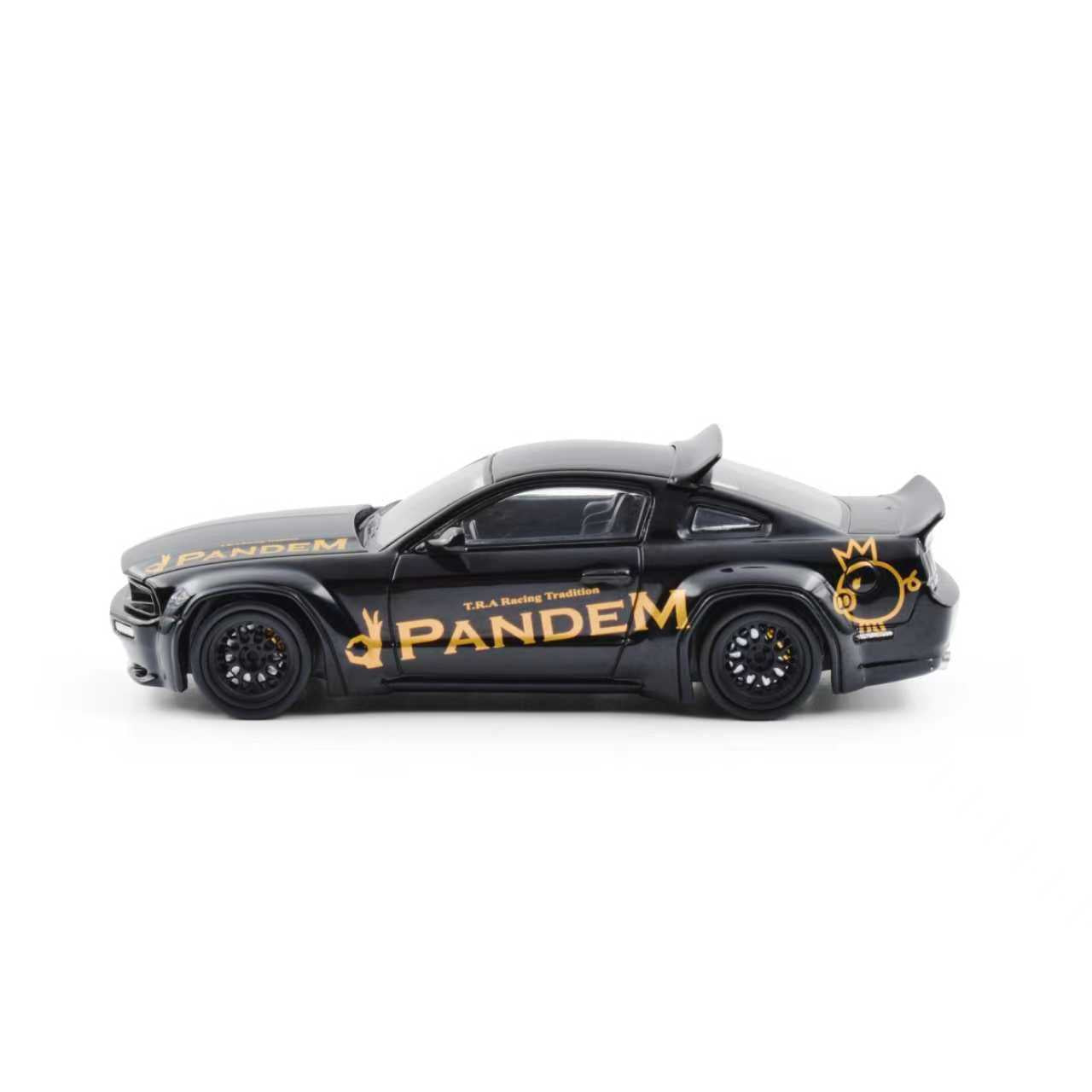 Black car model with 'Pandem' branding on a white background