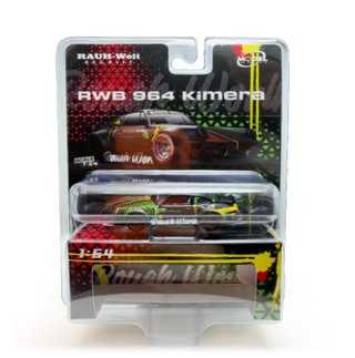 Model car in packaging with 'RWB 964 Kimera' branding on a white background