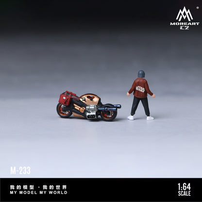 Model motorcycle and figure on a gray background with 'MOREART CZ' branding.