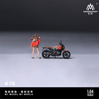 MoreArt 1:64 Vintage Motorcycle Two-Strand Ponytail Cool Girl Doll MO222238