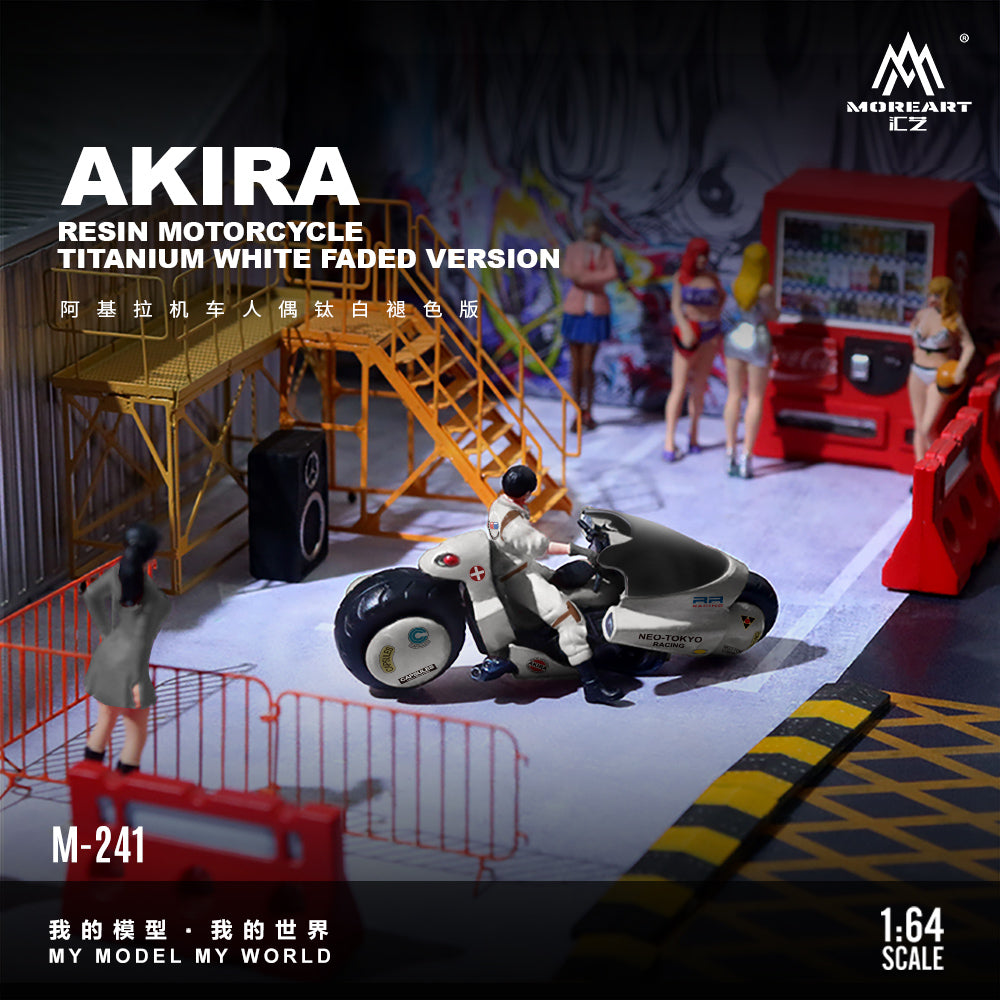 MoreArt 1:64 AKIRA Resin Motorcycle Titanium White Faded Version