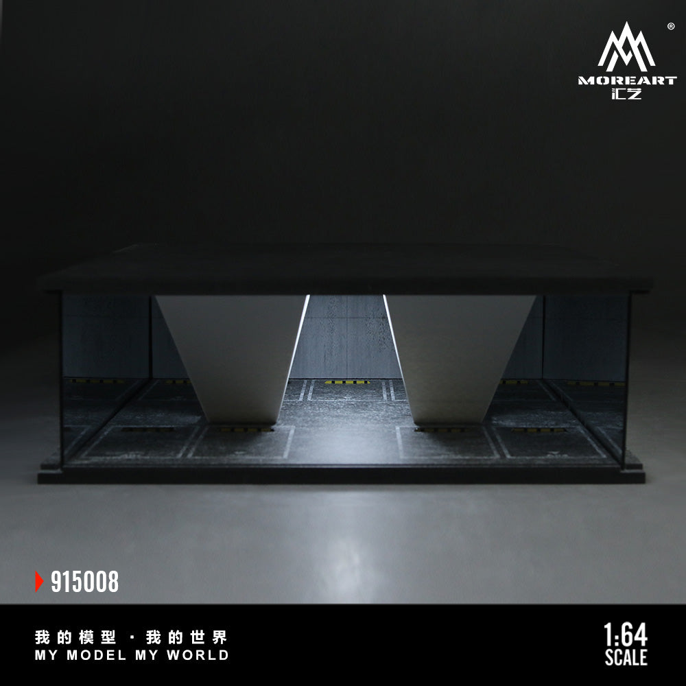 Model of a futuristic architectural structure with 'MoreArt CZ' branding.