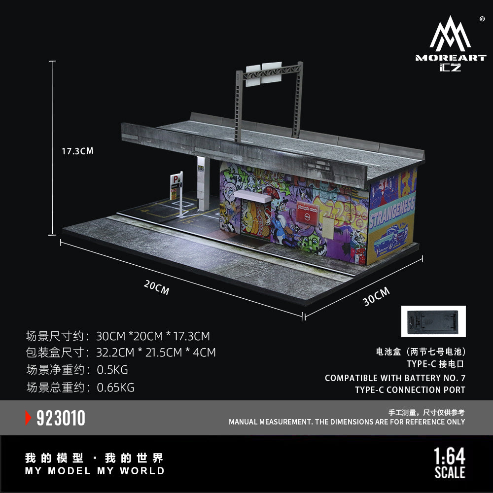 Must-visit street art spots in Nagoya, featuring a model of a graffiti-covered wall.