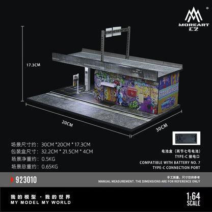 Must-visit street art spots in Nagoya, featuring a model of a graffiti-covered wall.
