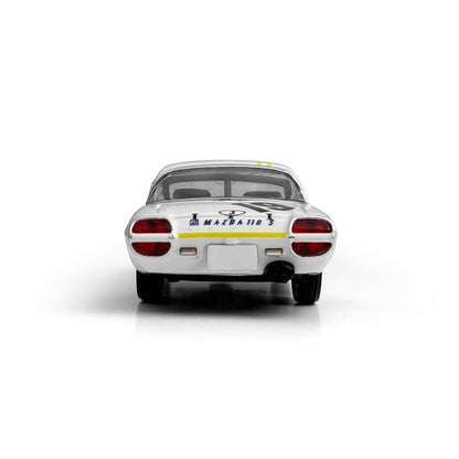 White car with red taillights on a white background