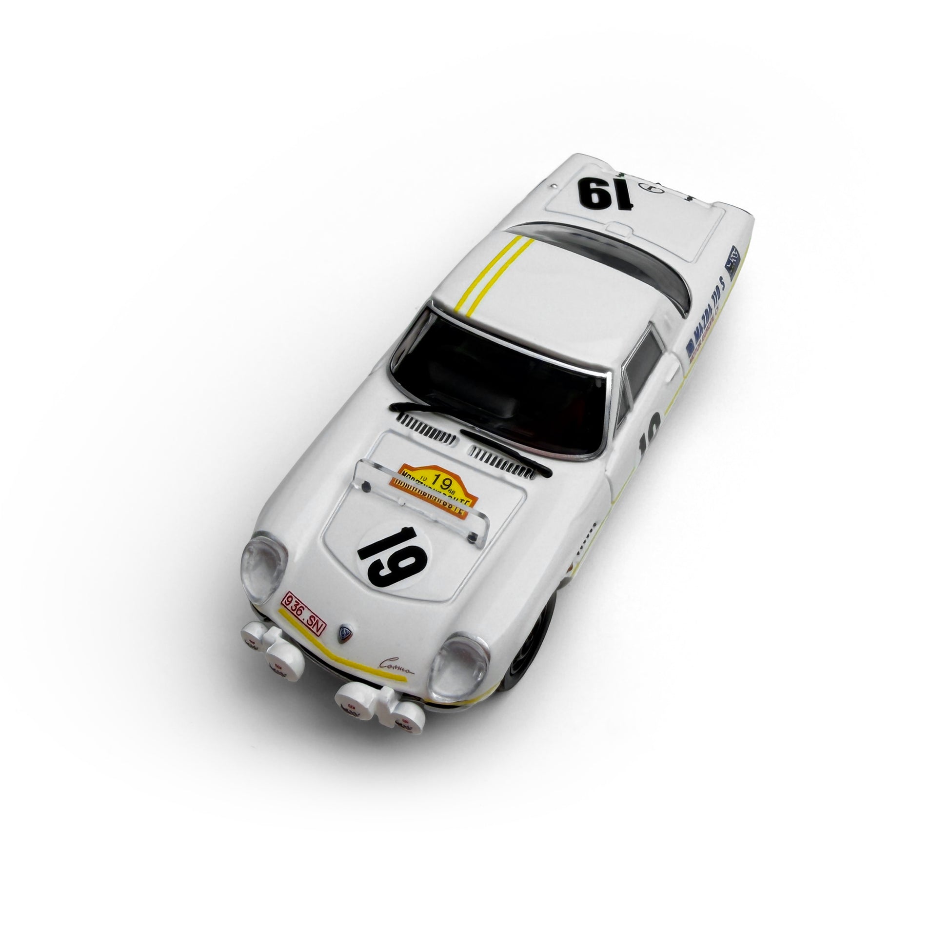 Model car with number 19 on a white background
