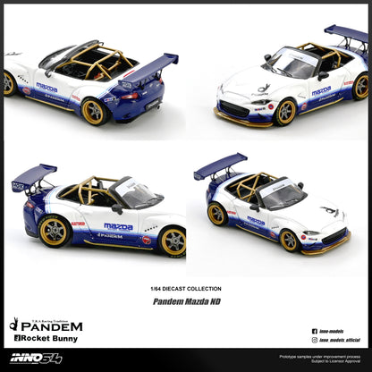 Four model cars from the Pandem Rocket Bunny collection on a white background