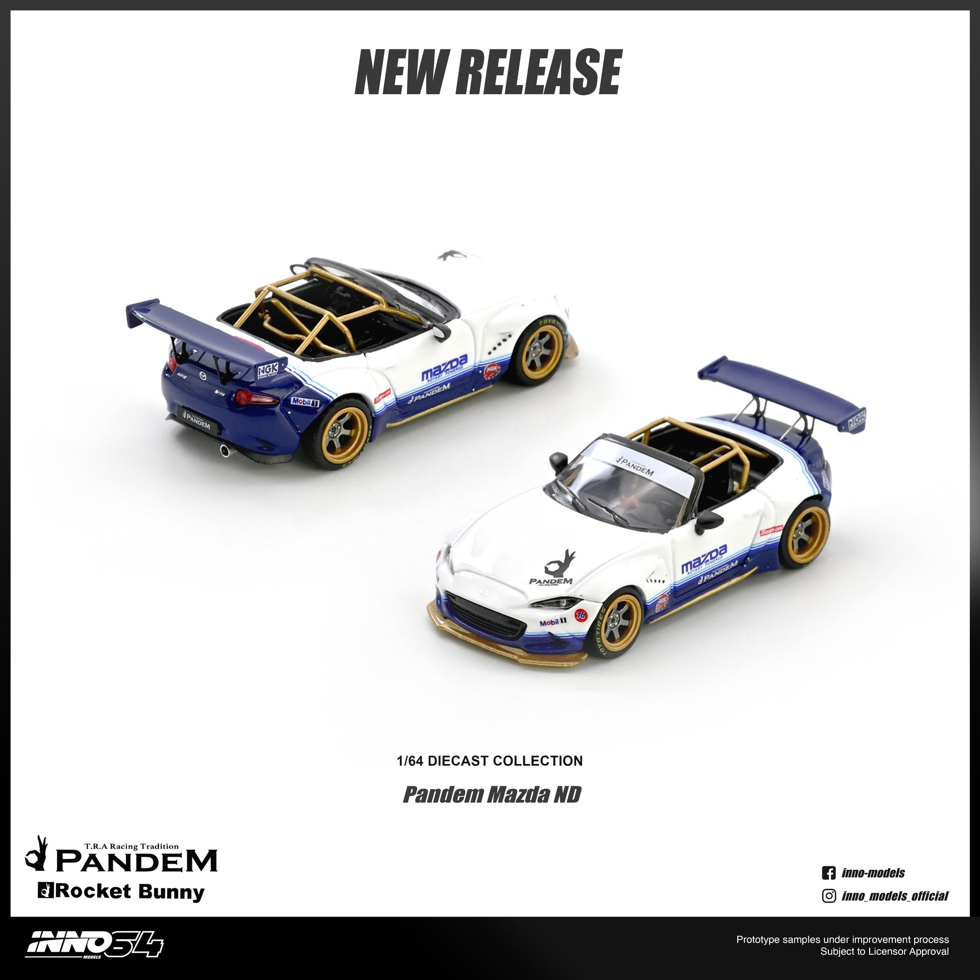 Two model cars with 'Pandem' branding on a white background