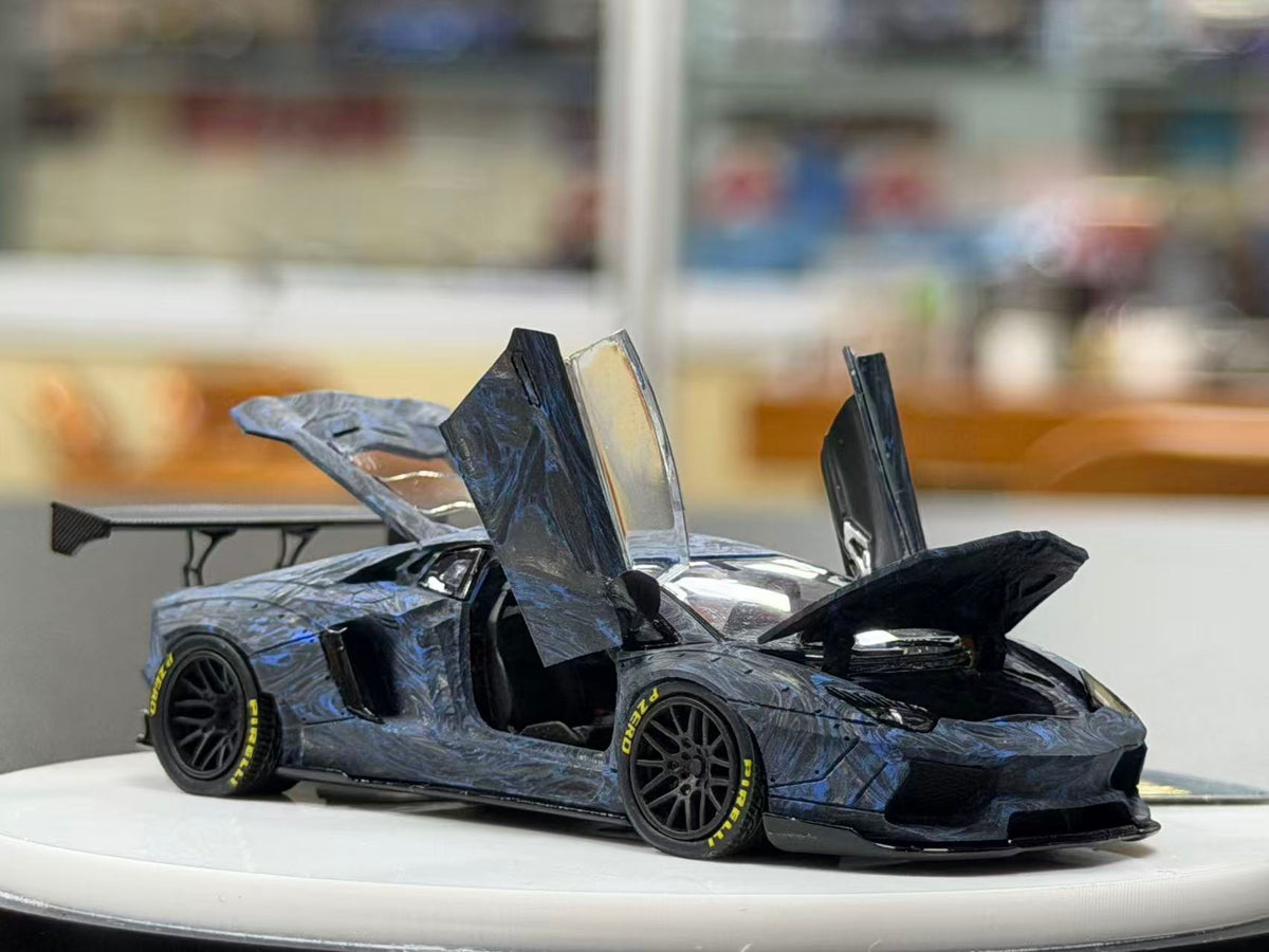 PGM 1:64 Aventador LB700 Blue Real Carbon Fiber Limited Edition
