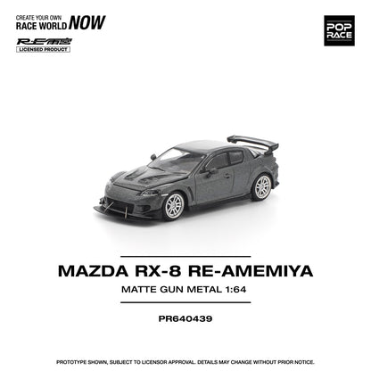 Pop Race 1:64 MAZDA RX-8 RE-AMEMIYA GUN METAL PR640439