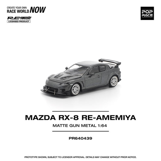 Pop Race 1:64 MAZDA RX-8 RE-AMEMIYA GUN METAL PR640439