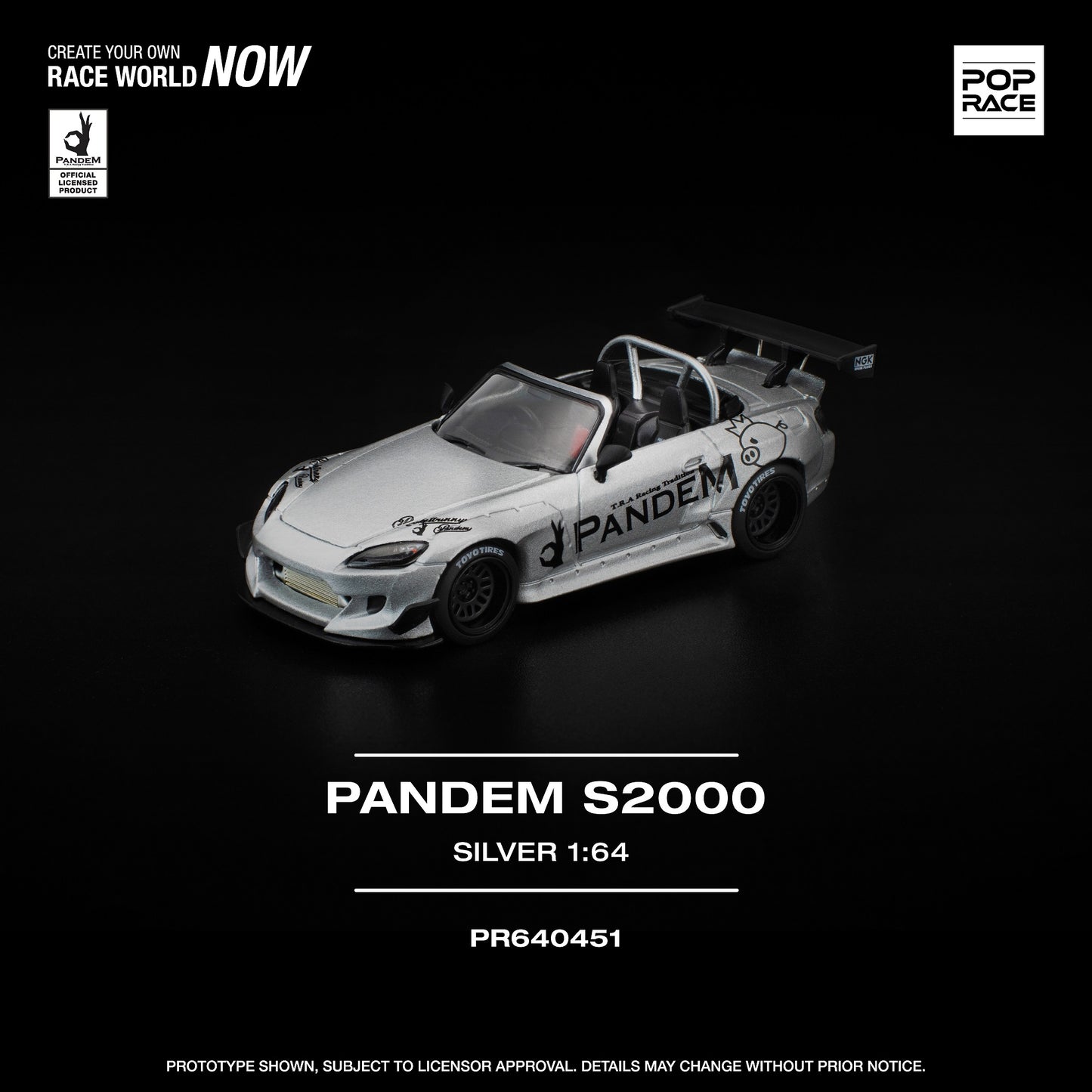 PopRace 1/64 PANDEM S2000 SILVER PR640451