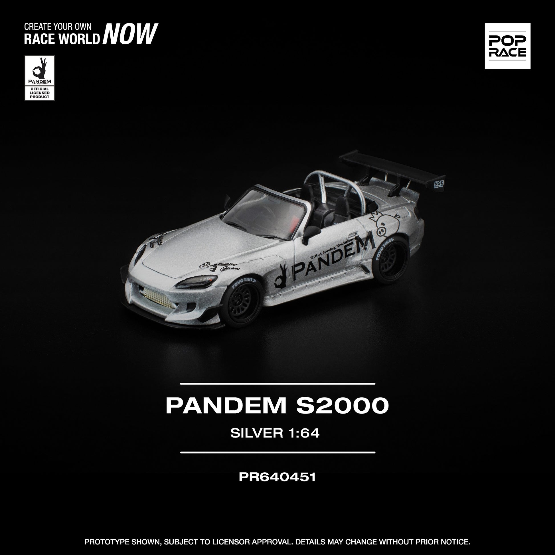 PopRace 1/64 PANDEM S2000 SILVER PR640451