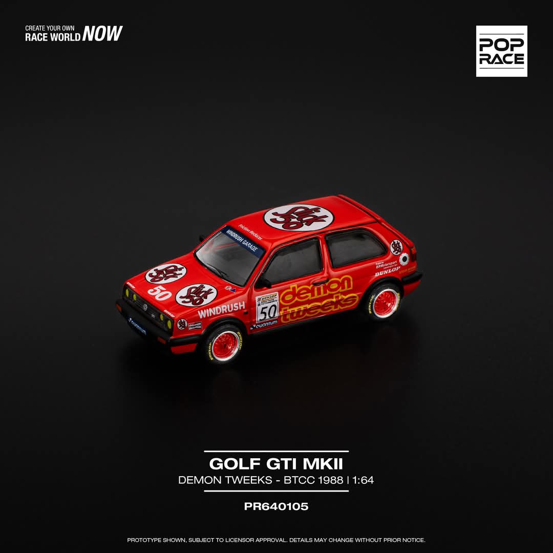Pop Race 1:64 GOLF GTI MkII - TEAM DEMON TWEEKS BTCC 1988 PR640105 (Preorder)