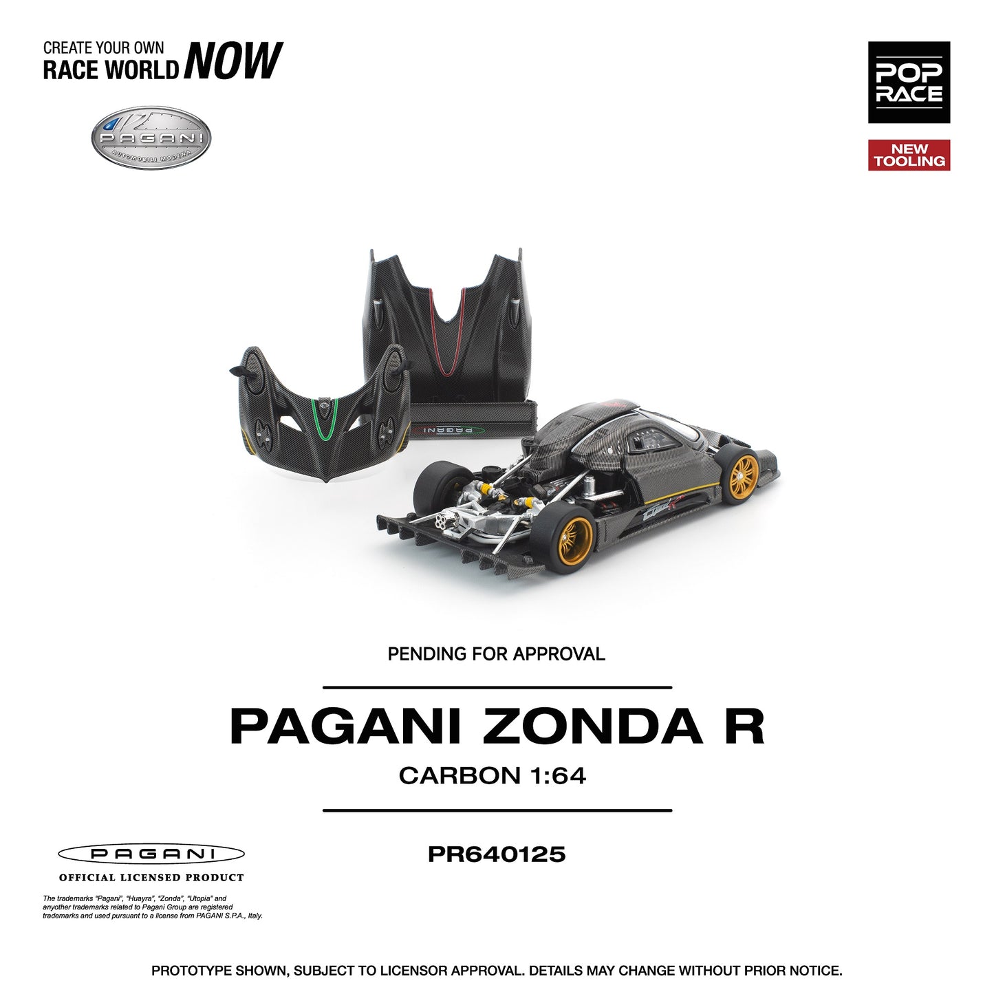 (Preorder) Pop Race 1:64 PAGANI ZONDA R PR640125