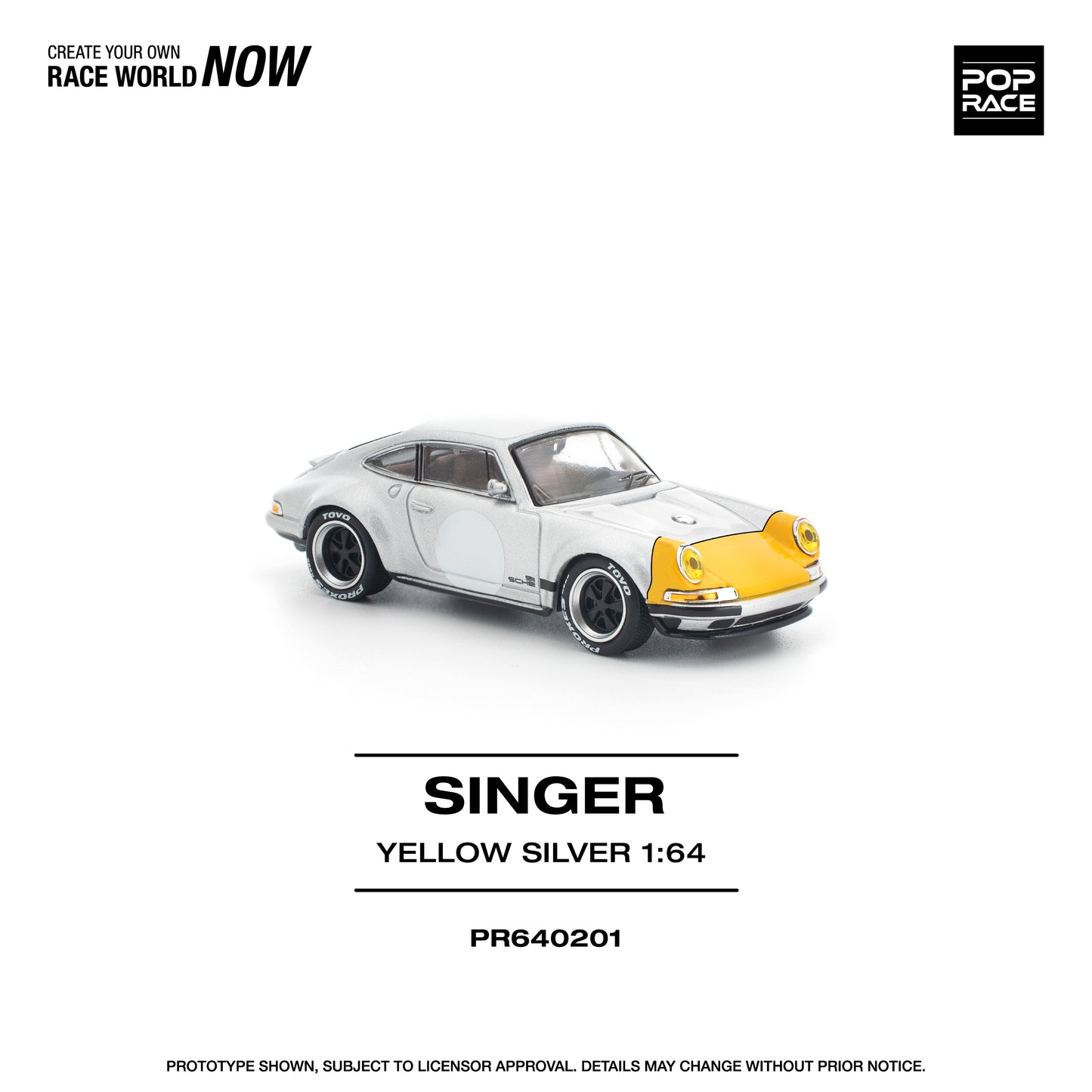 (Preorder) Pop Race 1:64 SINGER 911 SCCS HOMAGE YELLOW/SILVER PR640201