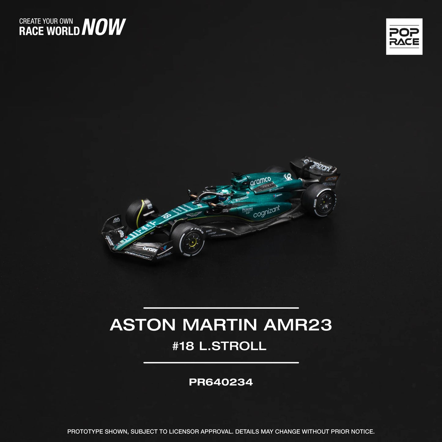 Pop Race 1:64 Aston Martin Amr23 F1 #18 L. STROLL Cyan PR640234