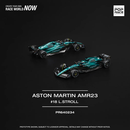 Pop Race 1:64 Aston Martin Amr23 F1 #18 L. STROLL Cyan PR640234