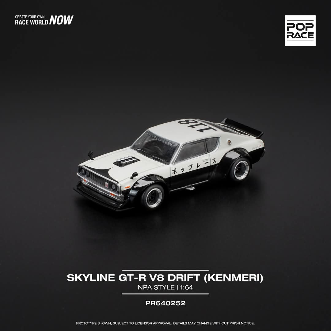 Pop Race 1:64 SKYLINE GT-R V8 DRIFT (KENMERI) - NPA STYLE  PR640252 (Preorder)
