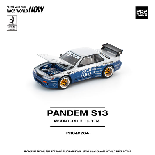 Pop Race 1:64 PANDEM SILVIA S13 MOONTECH BLUE PR640264 (Preorder)