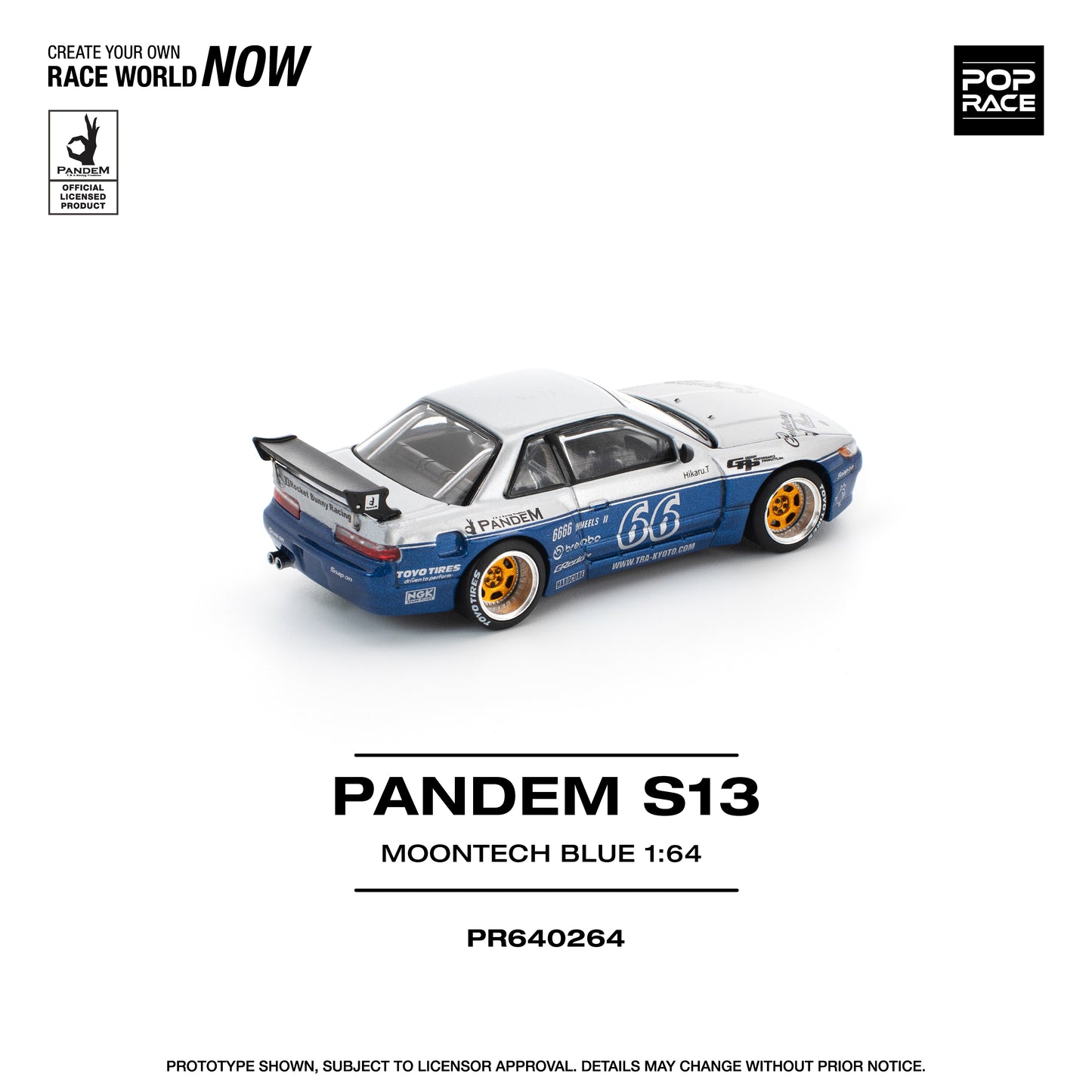 Pop Race 1:64 PANDEM SILVIA S13 MOONTECH BLUE PR640264 (Preorder)