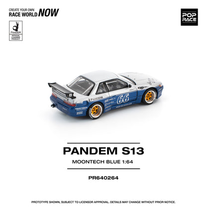 Pop Race 1:64 PANDEM SILVIA S13 MOONTECH BLUE PR640264 (Preorder)