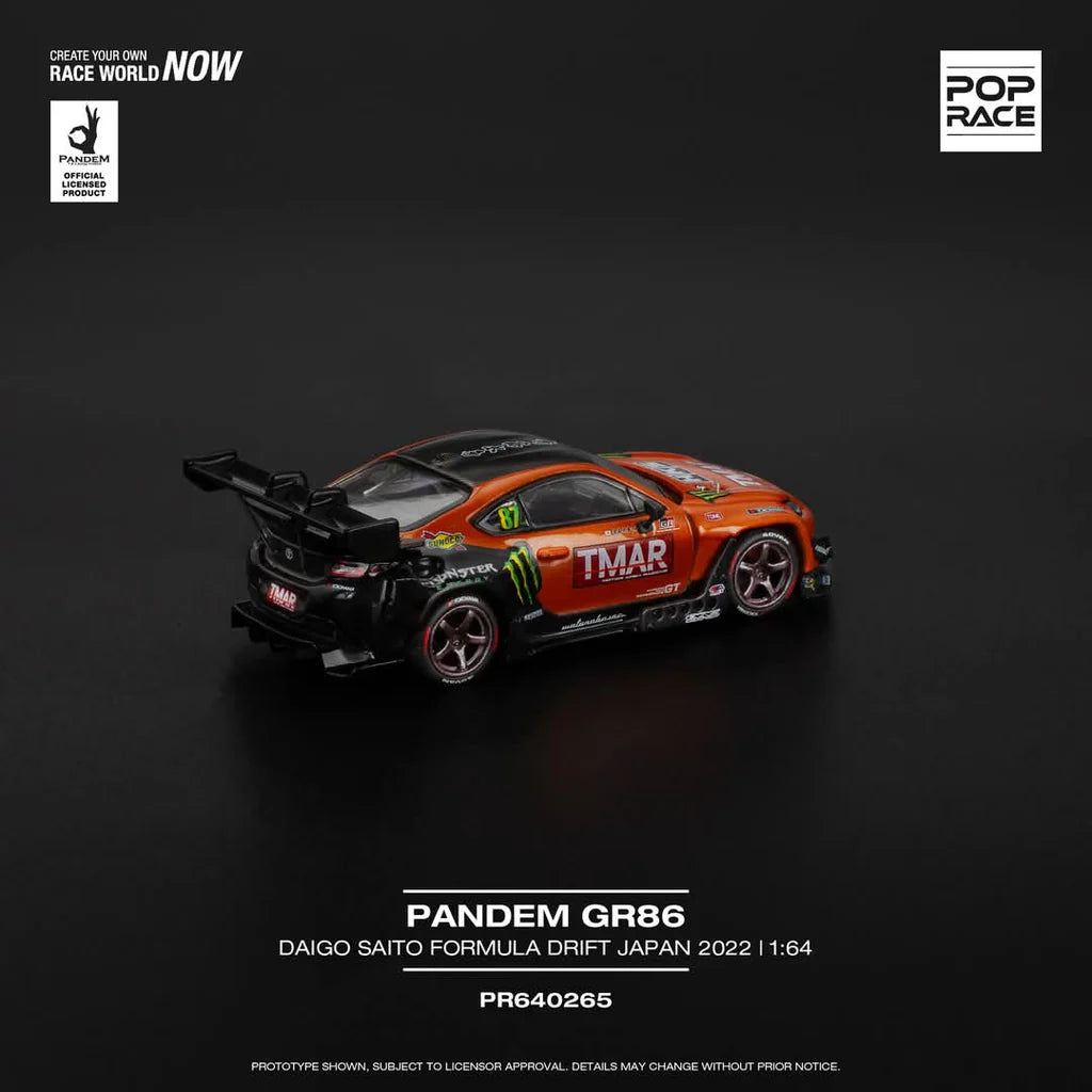 Pop Race 1:64 PANDEM GR86 - DAIGO SAITO FORMULA DRIFT JAPAN 2022 (Preorder)