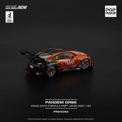 Pop Race 1:64 PANDEM GR86 - DAIGO SAITO FORMULA DRIFT JAPAN 2022 (Preorder)