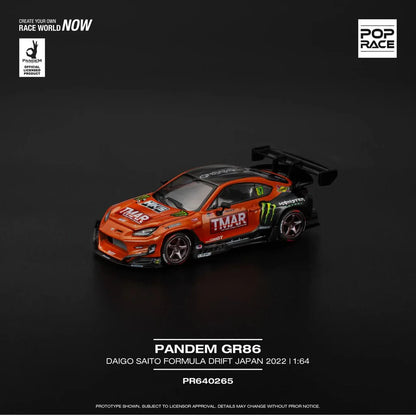Pop Race 1:64 PANDEM GR86 - DAIGO SAITO FORMULA DRIFT JAPAN 2022 (Preorder)