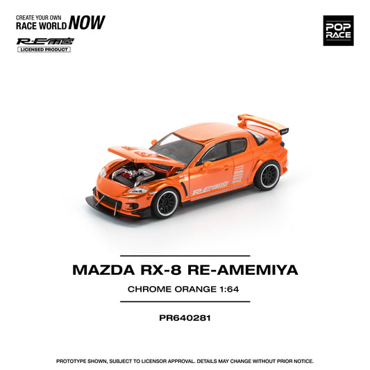Pop Race 1:64 MAZDA RX-8 RE-AMEMIYA CHROME ORANGE PR640281 (Preorder)