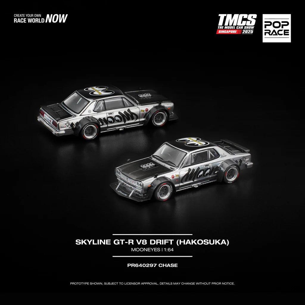 Pop Race 1:64 Nissan Skyline GT-R V8 Drift (Hakosuka) MOONEYES TMCS Singapore Exclusives PR640296 [Event Edition]