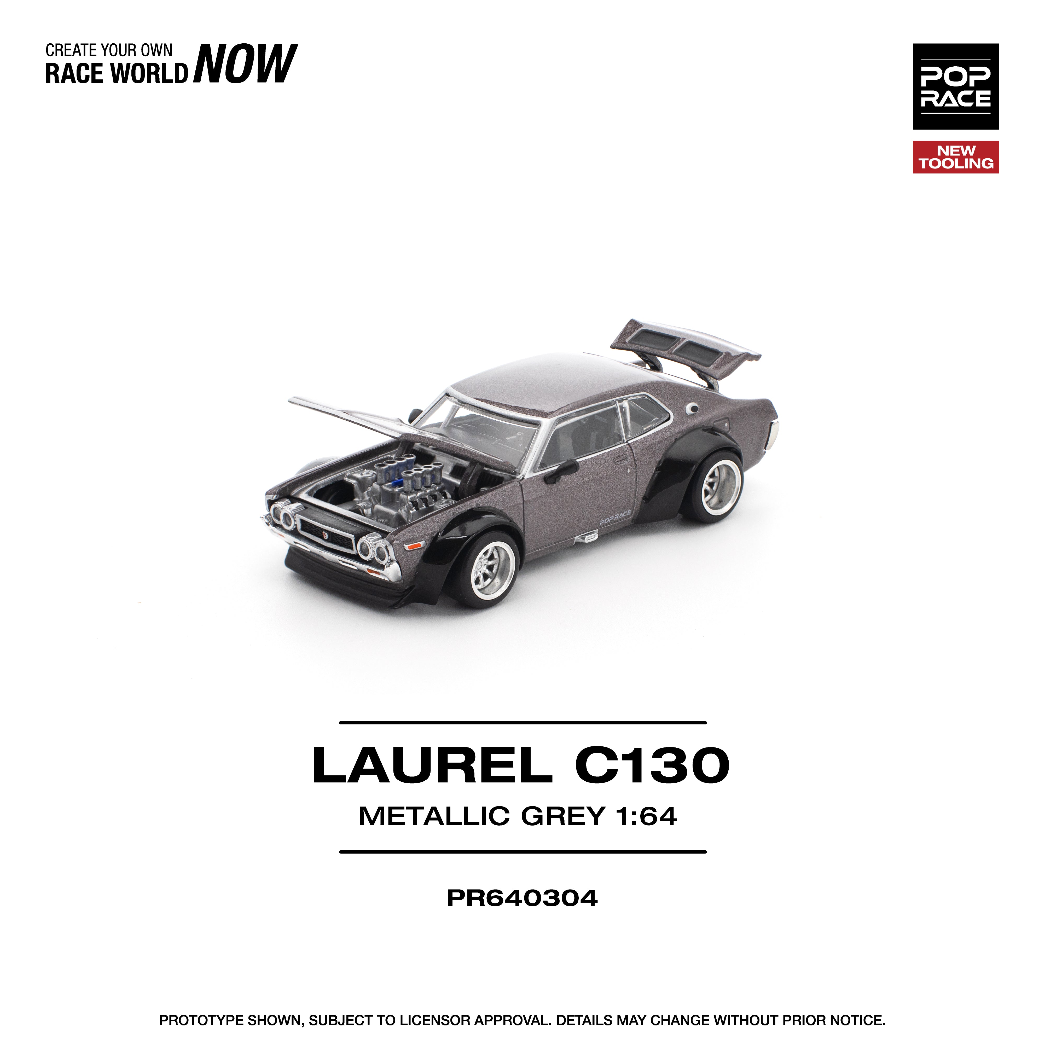 Pop Race 1:64 LAUREL C130 METALLIC GREY PR640304 – CarBro MC
