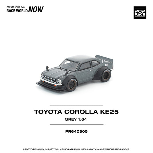 Pop Race TOYOTA COROLLA KE 25 MATTE GREY with white back ground