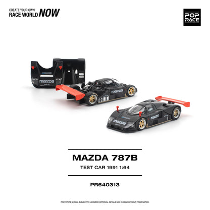 Model of a Mazda 787B test car from 1991 with a white background