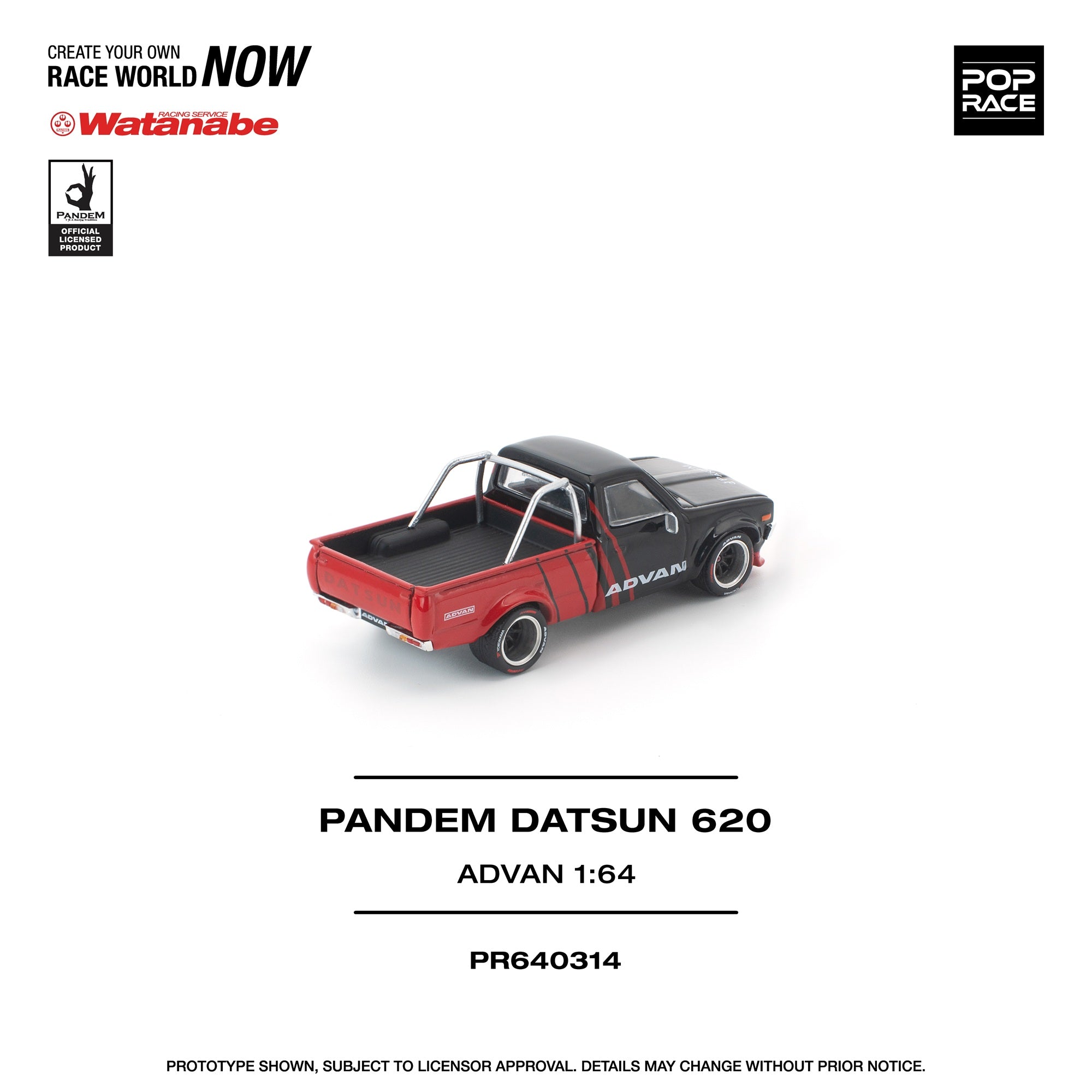 ポップレース 1/64 パンデム ダットサン 620 レッド Pop Race 1:64 PANDEM DATSUN 620 ADVAN PR640314 – CarBro MC